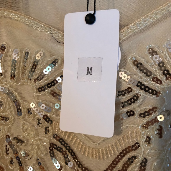 NYE Ivory/Champagne Sequined Gatsby Dress Size M - Picture 4 of 8
